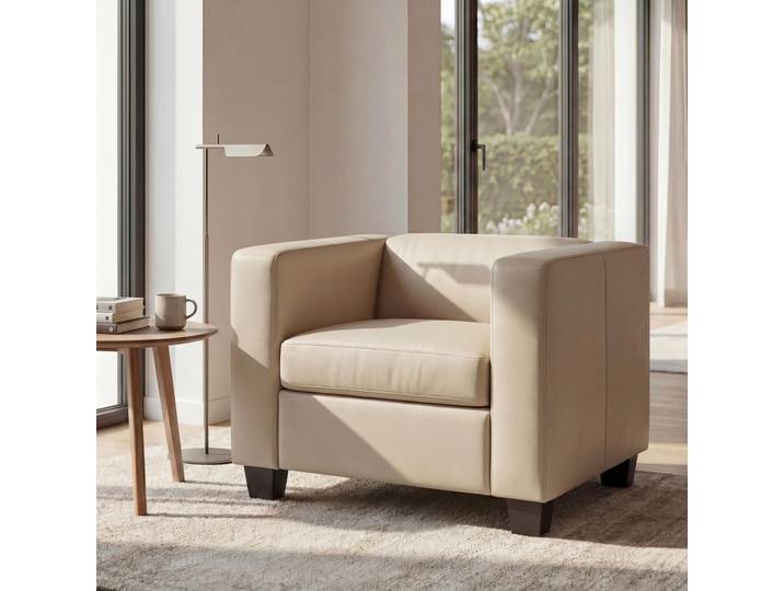 Sessel Loungesessel Lille, Kunstleder Kunstleder, creme