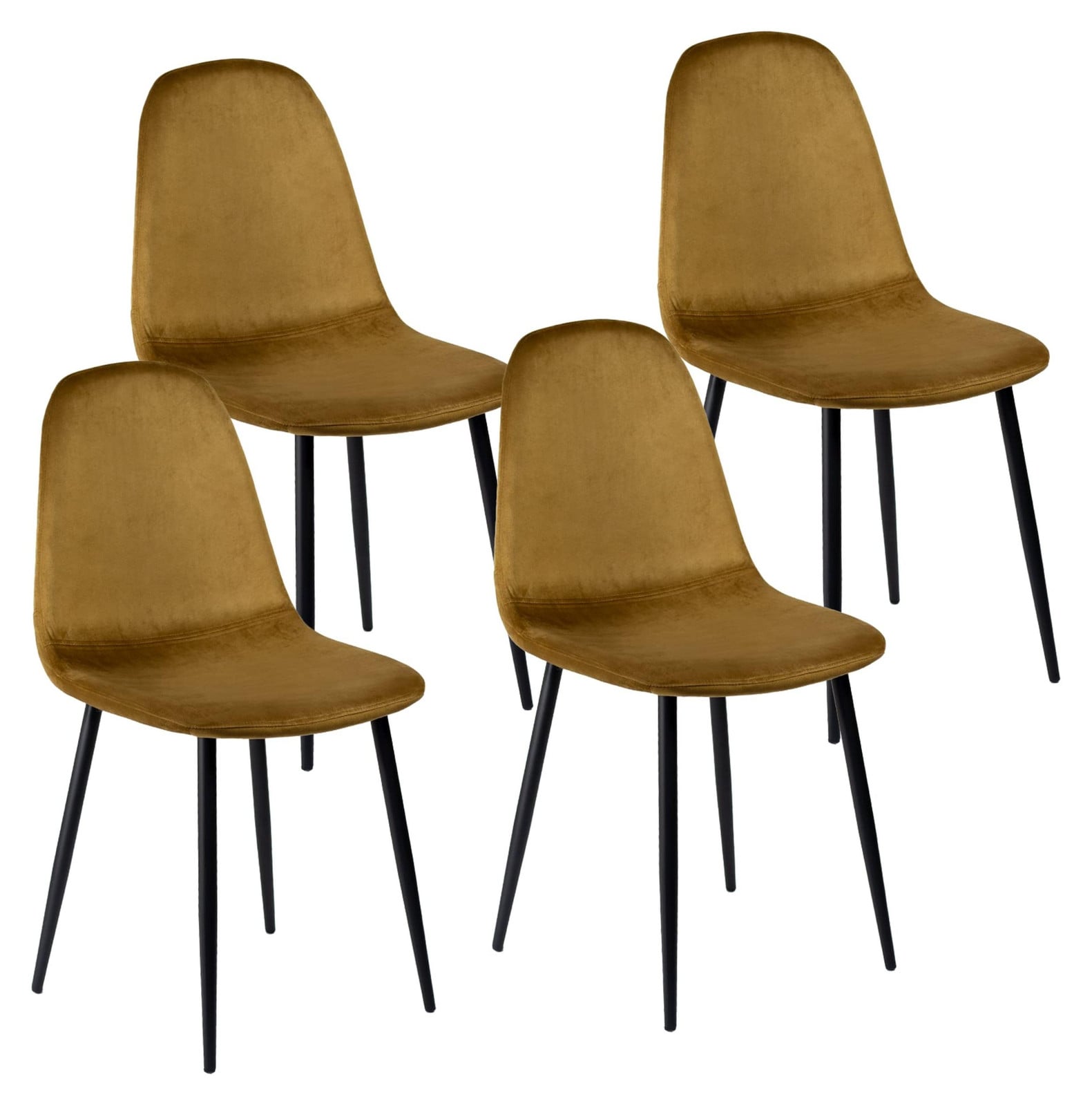 Set van 4 luxe eetkamerstoelen van 100% fluweel