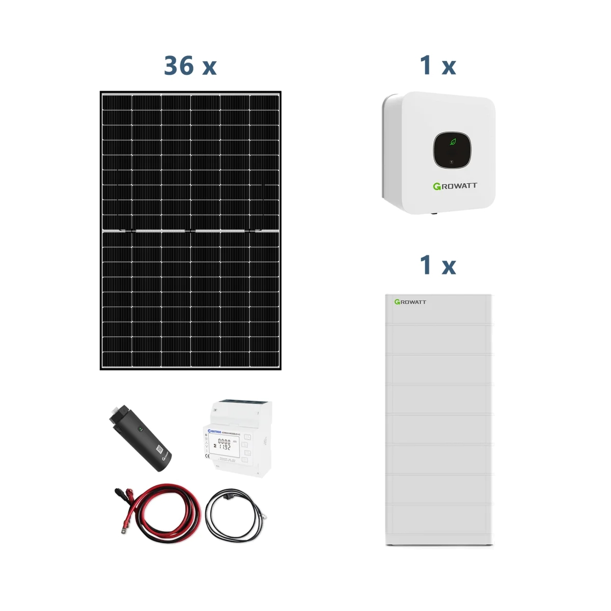 Growatt Solaranlage mit Stromspeicher MIN 2500-XH 2,5kW Hybridwechselrichter 1-phasig mit ARK 17,9XH Solarsp