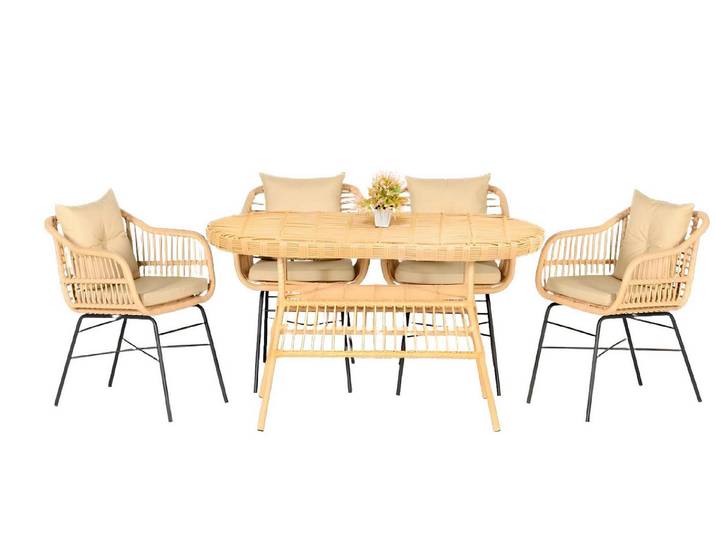 Xlmoebel Gartenlounge-Set Elegantes Gartenmöbel-Set aus hochwertigem Material, (Gartenlounge-Set, 5-tlg., Garten Möbel Set 5tlg (Esstisch + 4x Stühle), Hergestellt in Europa
