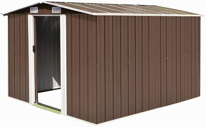 Geräteschuppen, Gartenhaus, Gerätehaus, Gartenhütte, Gartenschuppen, Fahrradgarage, Gartenhütte, 257×298×178 cm Metall Braun
