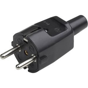 Meister Schutzkontaktstecker WU7421320, schwarz, aus Kunststoff, mit Knickschutz, 16 A / 230 V, IP20 für innen