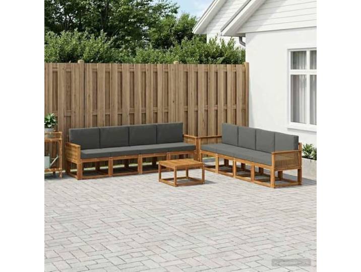 HFMDRMU Massives Akazienholz Outdoor-Sofagarnitur 9-teilig mit Lattenrahmen, braun, modernes Design für Garten und Terrasse