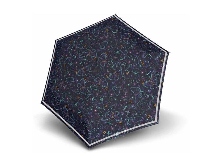 Taschenregenschirm Rookie manuel reflektierend , bunt (schwarz, bunt), Regenschirme, Taschenregenschirm