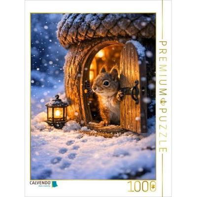 CALVENDO Puzzle Das Eichhörnchen öffnet sein Zuhause | 1000 Teile Lege-Größe 64x48cm Foto-Puzzle für glückliche Stunden