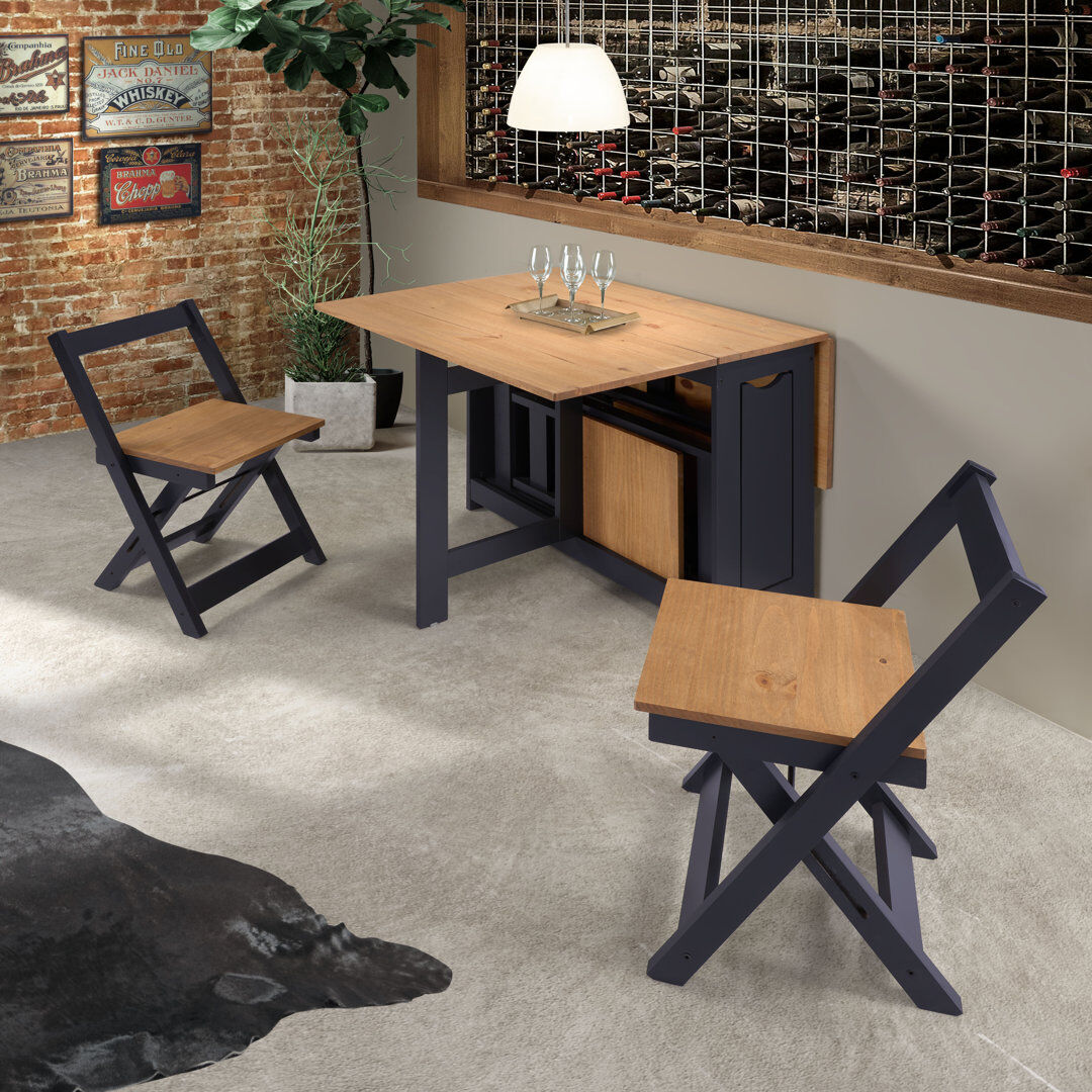 Brambly Cottage Palmateer 4 - Person Dining Set Navy Blue 4