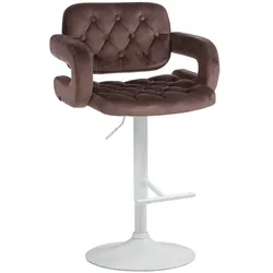 CLP Barhocker Dublin Samt weiß   Farbe: braun, Material Gestell: Metall matt weiss