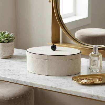 Sagebrook Home "Decorative Box - Ivory/Black Wood Sculpted Knob Lid, 14"" - 14.0"""