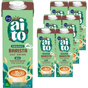 Aito Haferdrink aus europäischem Barista, BIO, aufschäumbar & ohne Zuckerzusatz, je 1 Liter, 6 Stück