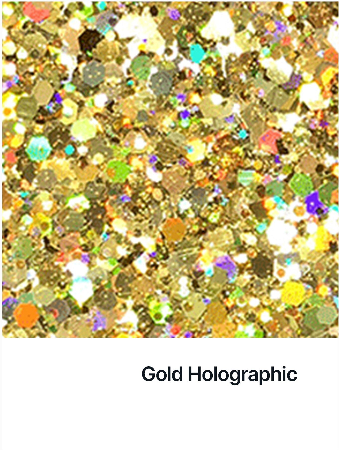 Hemway Glitter Mix Shaker 105g / 3.7oz   Gold Holographic   Cosmetic, Festival, Epoxy Resin, Crafts - Gold Holographic - 105g