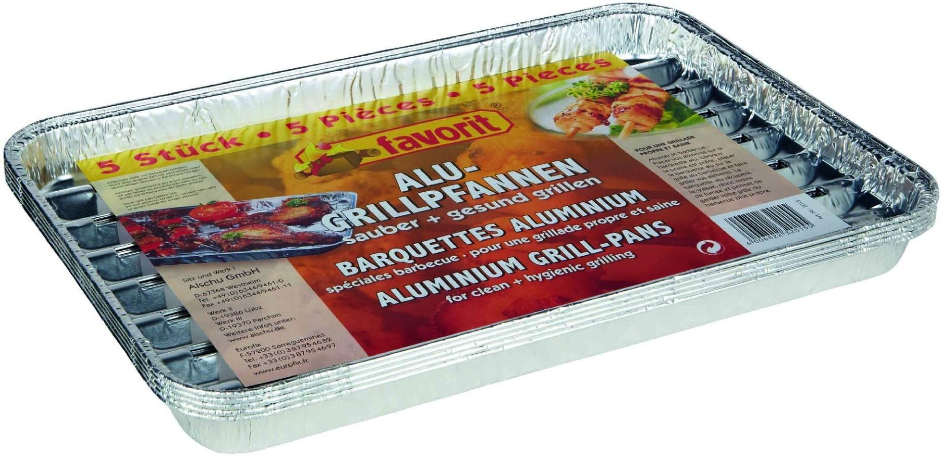 Favorit Alu-Grillpfanne eckig 5 Stück
