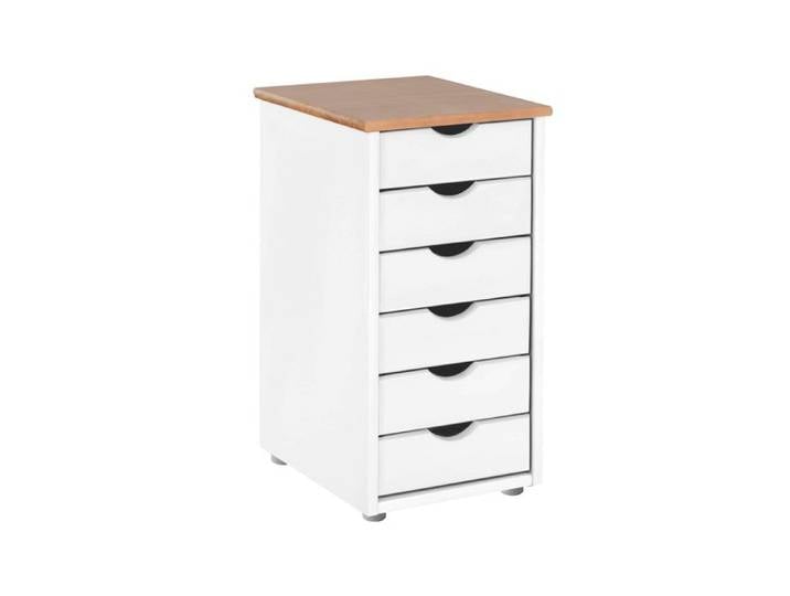 Gava-commode à 6 Tiroirs En Pin Blanc Et Nature