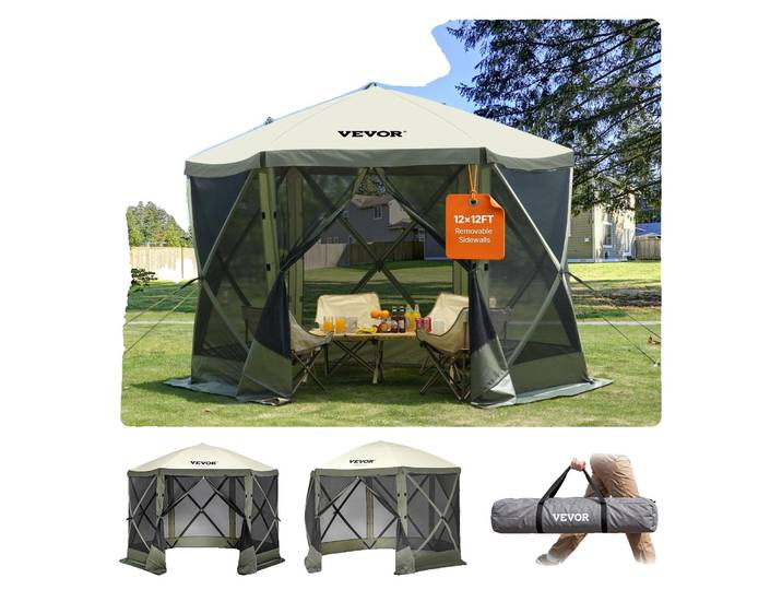 VEVOR Tente de jardin Pavillon pliable Tente de réception Popup Tente 6 personnes 3\,05x3\,05x2\,29m