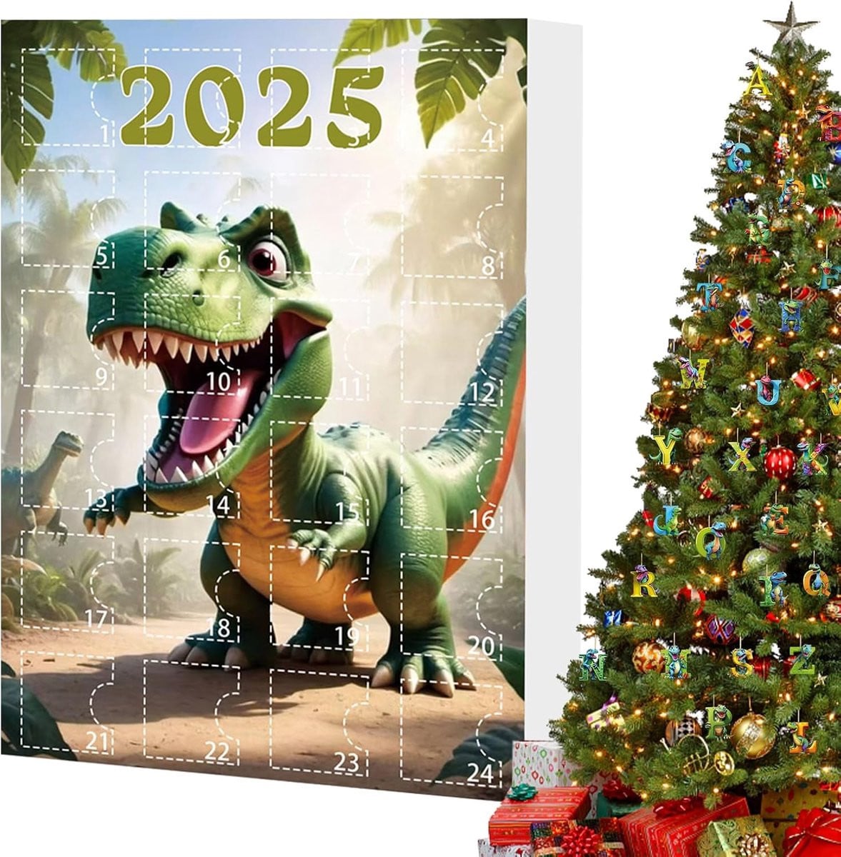 Kerstkalender Dinosaurus met 24 doosjes voor kinderen