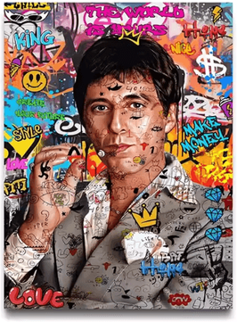 Inspire Curations 80s Gangster Graffiti Canvas Poster Retro Urban Street Art Wall Decor white 50x70cm Unframed