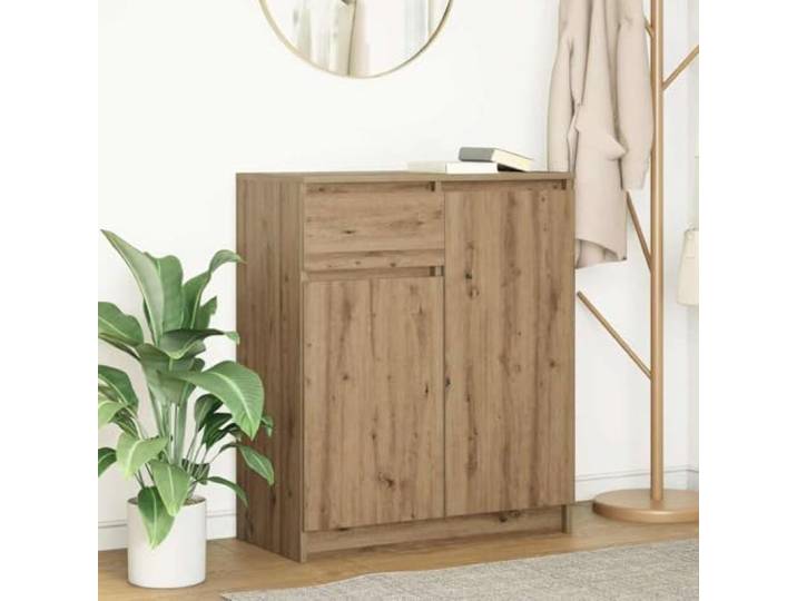 RJPLMFV Anrichte mit Schublade, Eiche, 71 x 35 x 84 cm, Ingenierie-Holz 2 Türen, 2 Etagen, vielseitige Aufbewahrung, konfigurierbare Montage, einfache Reinigung