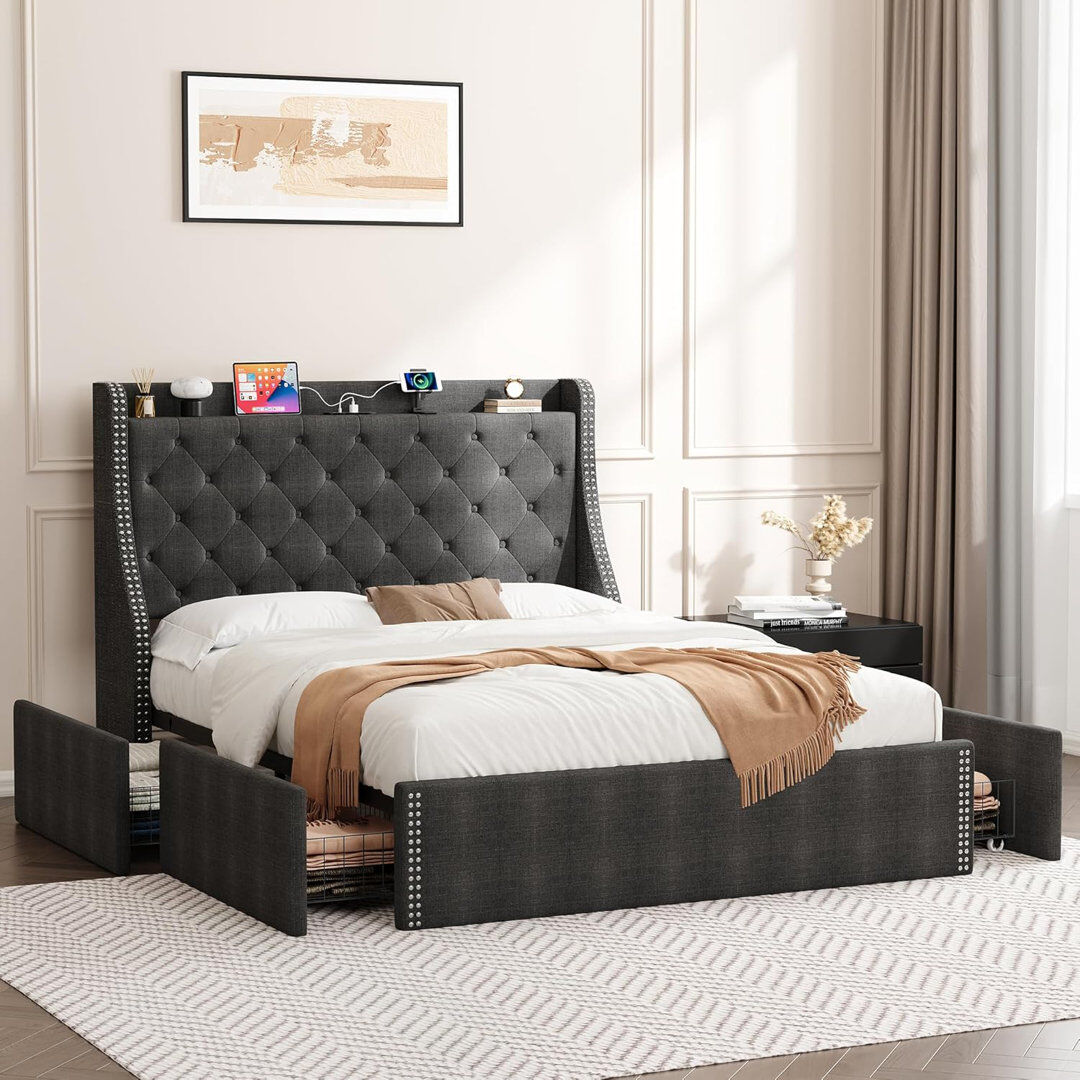 Lark Manor Bed Gray 117.85cm H X 145cm W X 208cm L