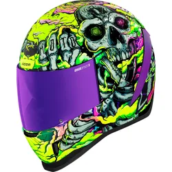 Icon Airform Hippy Dippy, Integralhelm - Neon-Grün/Lila/Pink - L