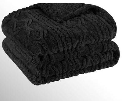 Home City, Inc. Arctic Boho Blanket, King, Black