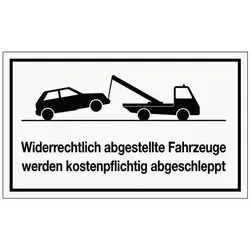Hinweiszeichen Widerrechtliches Parken L250xB150mm weiß schwarz Ku.