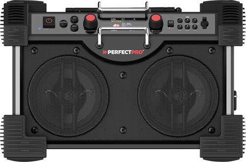 PerfectPro ROCKHART 18V Baustellenradio DAB+, UKW AUX, Bluetooth, DAB+, SD, UKW, USB Powerbank-Funktion, spritzwassergeschützt