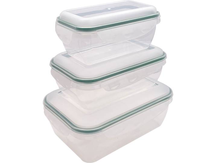 Frischhaltedose BONETTI, grün (grün, transparent), Kunststoff, Silikon, Lebensmittelaufbewahrungsbehälter, Frischhaltedose, rechteckig