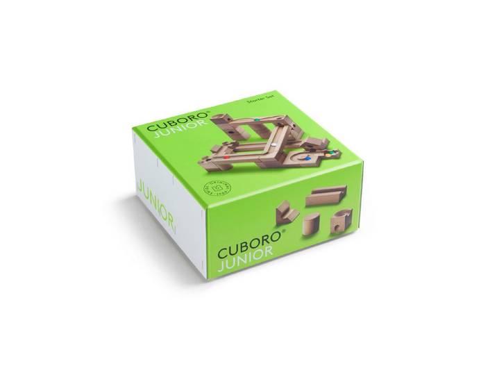 Cuboro Kugelbahn-Bausatz Junior - das Starter Set ab 3 Jahren, Grundkasten mit 40 Bauelementen
