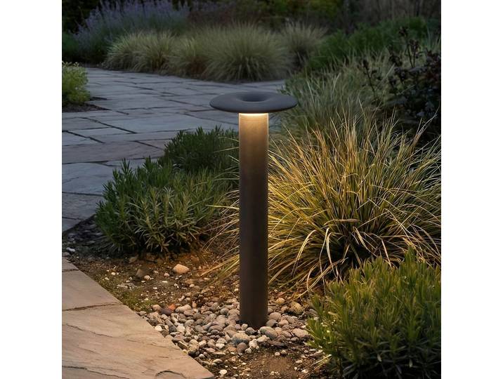 Haloa borne lumineuse LED pour chemins, hauteur 50, IP54, noir, aluminium - Lucande - Terrasse - Moderne - Rond