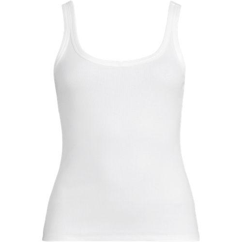 Ripp-Tanktop für Damen, Damen, size: regular, Weiß, Elasthan/Baumwoll-Mischung, by Lands' End