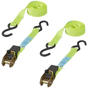 ProPlus Spanngurt 320204, mit Haken & Ratsche, 500 kg Zurrkraft, 25 mm x 5 m, 2 Stück