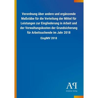 Verordnung über andere und ergänzende Maßstäbe für die Verte, Taschenbuch von Antiphon Verlag, Antiphon, 978-3-7314-3742-0
