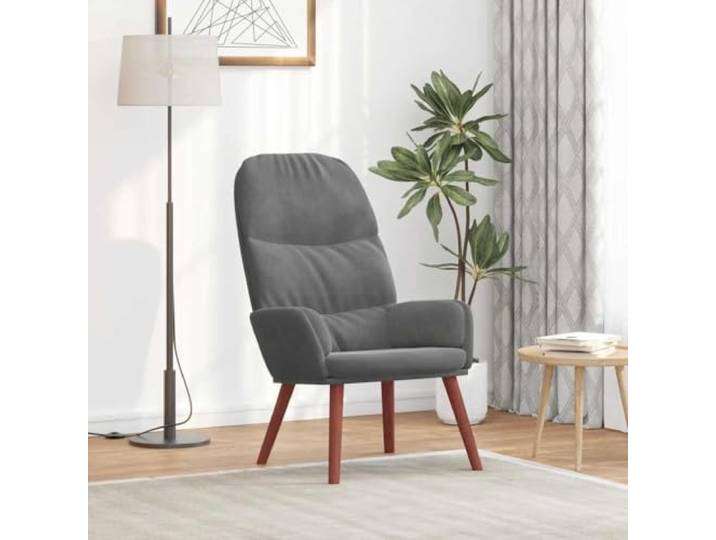 HEFZGDB Relaxsessel Dunkelgrau Samt mit gepolsterter Sitzfläche und robustem Metallgestell für höchsten Komfort und Stabilität im Wohnzimmer oder Bürobereich