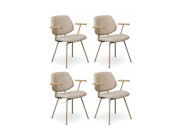 4er Set Esszimmerstühle mit Armlehne Sofia - Stoff Beige