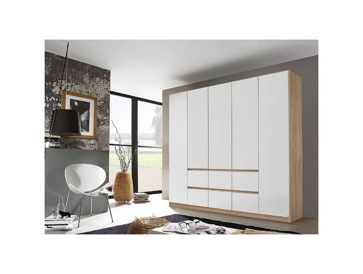 Drehtürenschrank Mainz 226cm Braun/Weiß/Alpinweiß/Eiche Sonoma Dekor Basic ohne Spiegeltür/-en