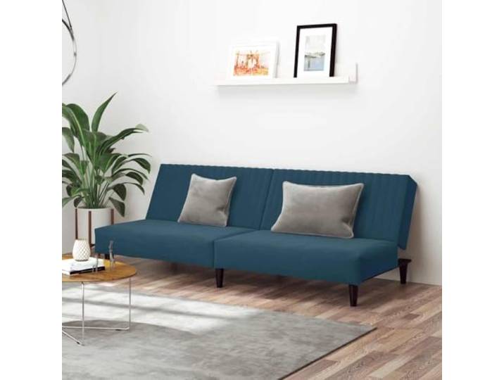 HEFZGDB Schlafsofa 2-Sitzer Blau Samt mit 2-in-1-Funktion als bequemes Sitzmöbel und Bett, robuster Holzrahmen für Stabilität, samtbezogene Polsterung für luxuriöses Wohngefühl,