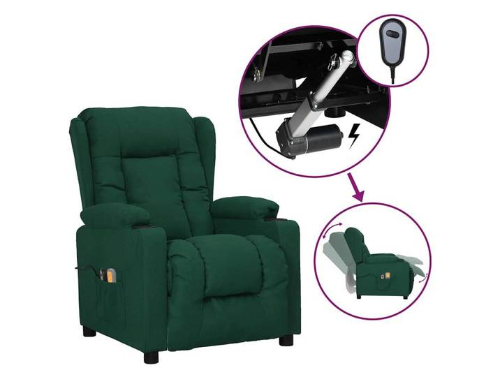 vidaXL Massagesessel, Elektrischer Massagesessel Dunkelgrün Stoff