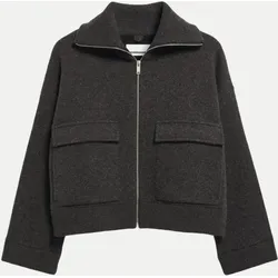 Strickjacke mit Reißverschluss Schwarz L