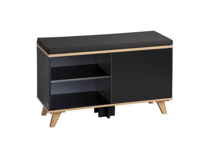 GARDEROBENBANK Eiche/Schwarz B: 77cm