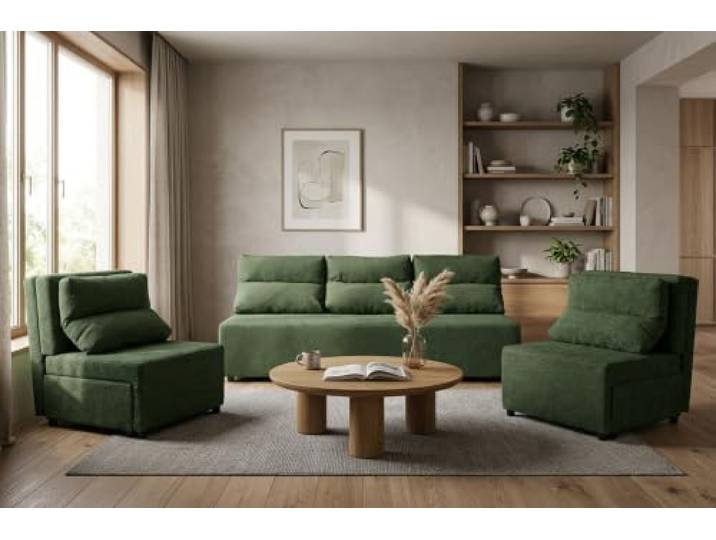 Family Meble Kimo Sitzgruppe, Sofa und 2 Sessel – Grün – 12