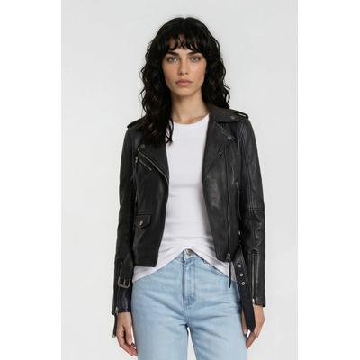 Lederjacke TRUEPRODIGY "Milena Bikerjacke mit Reißverschlussdetails", Damen, Gr. M, schwarz, Obermaterial: 100% Schafsleder sheepskin., regular fit, Jacken