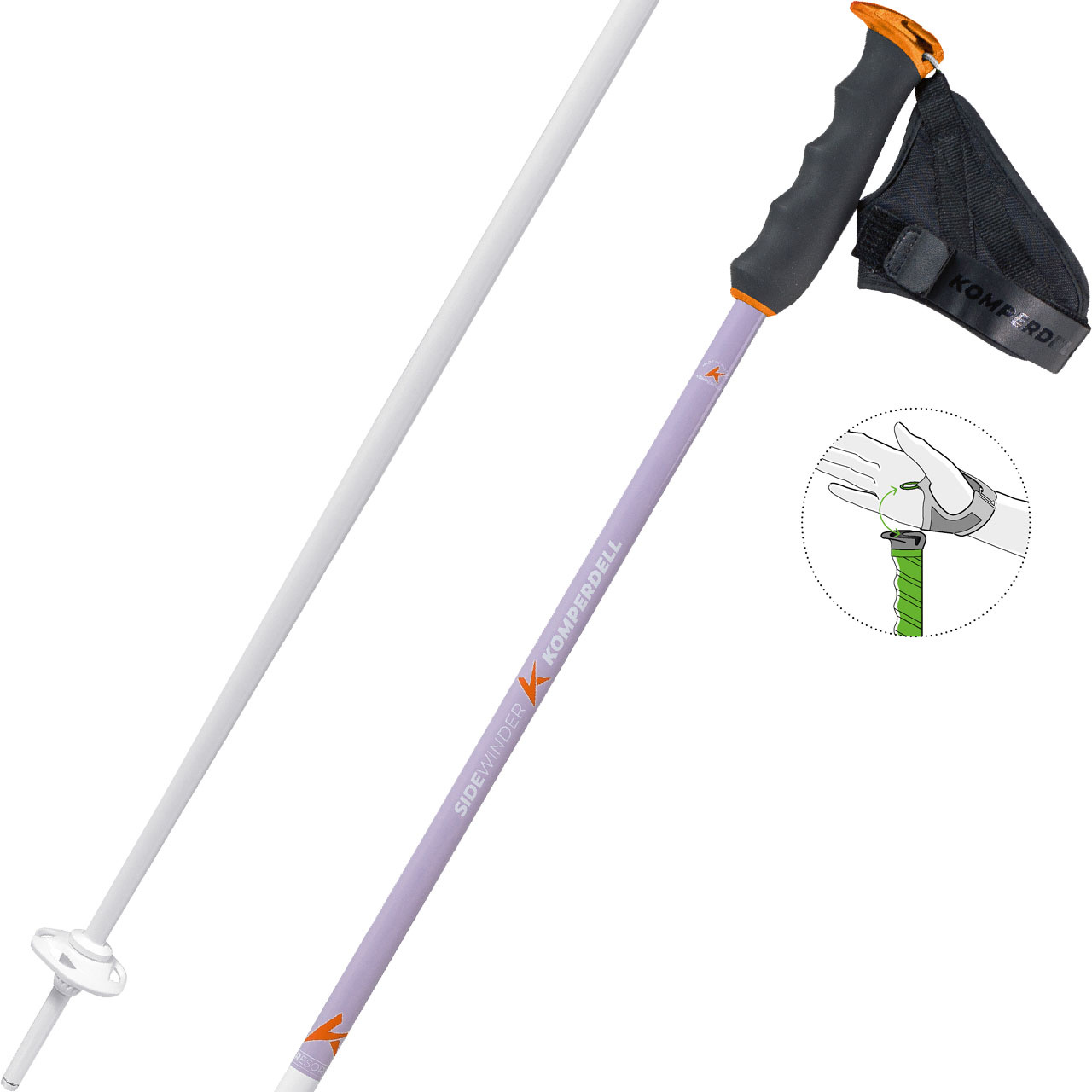 Komperdell Sidewinder TI white/lavender bloom - 110 cm