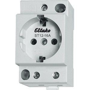 Eltako Steckdose ST12-16A, für Hutschiene, 1-fach, grau