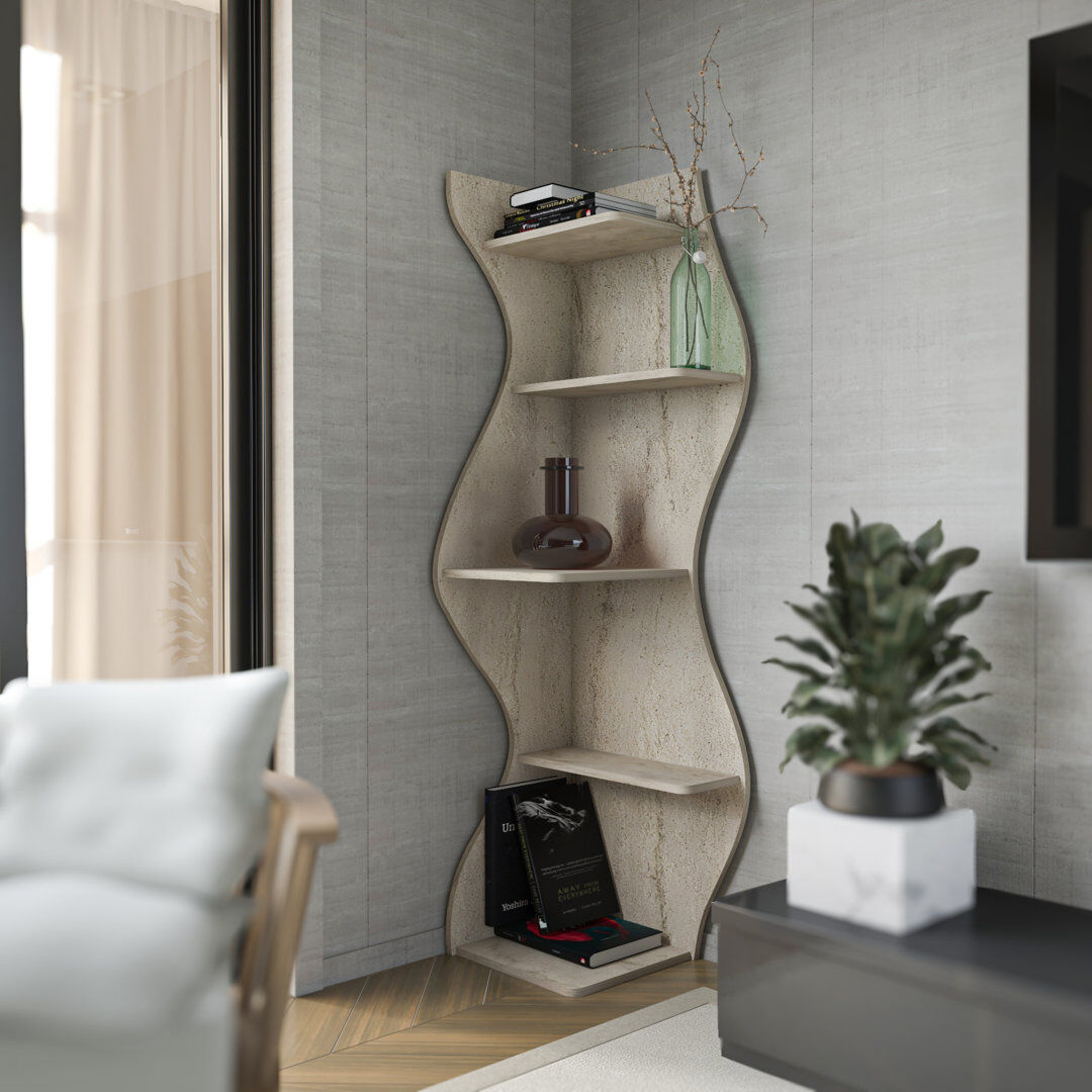Rebrilliant Nila 180cm H 40cm W Bookcase Travertine 180cm H X 40cm W X 42cm D