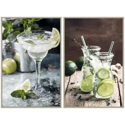 La Casa »Lemon Drinks« Glasbilder 40x60 cm 2er-Set