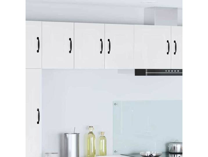 Meuble mural de cuisine - - Blanc brillant - 30x31x40 cm - Bois d'ingénierie - 4 étagères - 2 portes