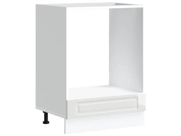 fsahslih Herdumbauschrank Porto Hochglanz-Weiß Holzwerkstoff 60x46cm Kompakter Küchenschrank für Backofen und Mikrowelle, höhenverstellbare Füße für optimale Anpassung in der Küche.