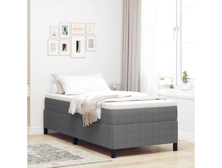 Boxspringbett Hellgrau 90 x 200 cm Cord Kiefernholzgestell, Lattenrost Inklusive, Samtbezug, Pflegeleicht, Modernes Design