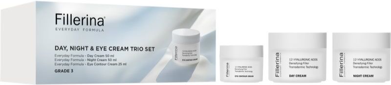Fillerina Everyday Formula Day, Night & Eye Cream Trio Set set with anti-wrinkle effect W