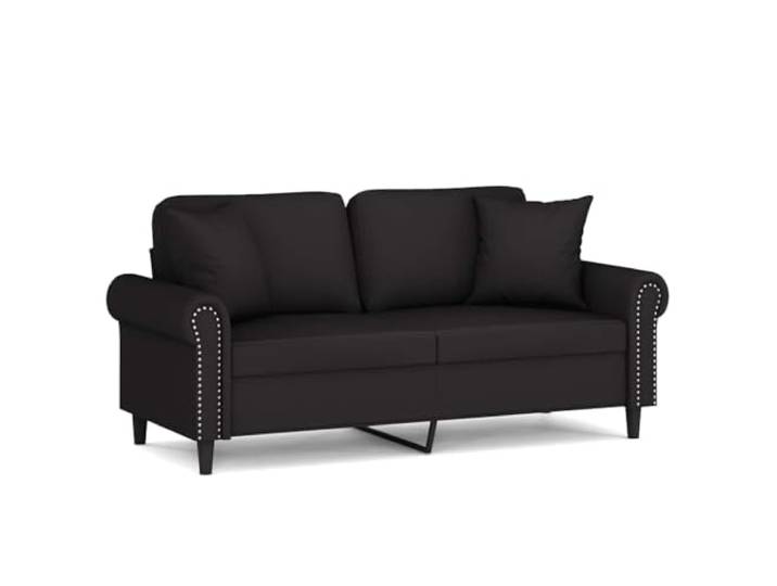 Todiikf 2-Sitzer Sofa Samt Schwarz Couch mit 2 Zierkissen 140 cm Modernes Polstersofa aus weichem Samt mit robustem Metallgestell für Wohnzimmer und Schlafzimmer.