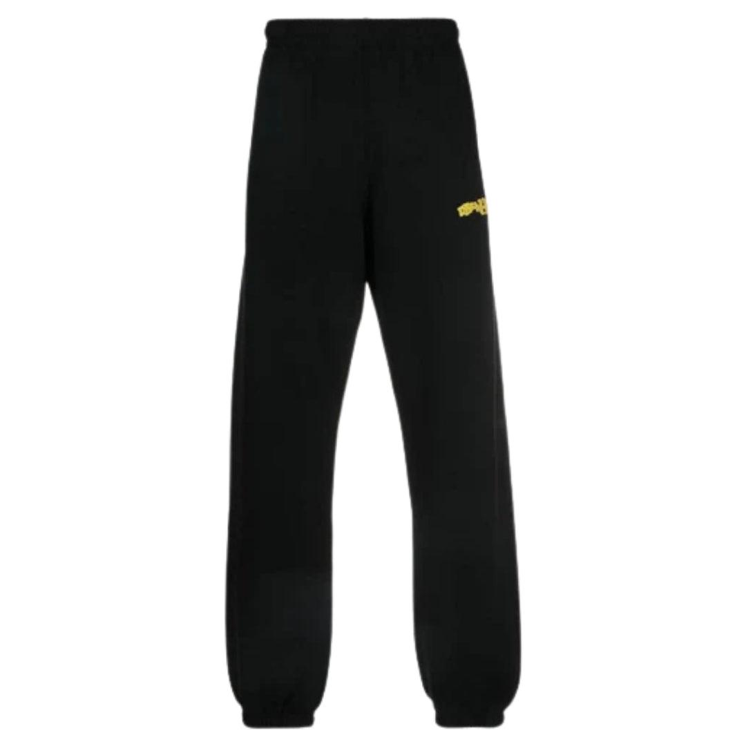 Gebroken witte Crystal Wiz slanke zwarte joggingbroek met manchetten